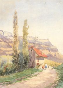 Early 20th Century Watercolour - Road at Aix-les-Bains