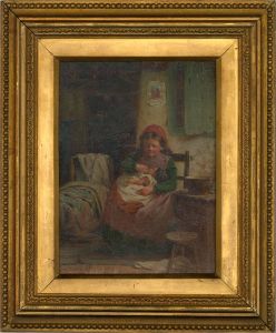 Edwin S. Grigg (1800–1899) - Late 19th Century Oil, The Older Sister