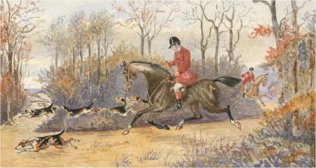 Early 20th Century Watercolour - Hunt Scene with Running Dogs