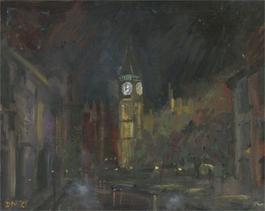 Daniel Nichols - Contemporary Oil, Parliament Square at Night II
