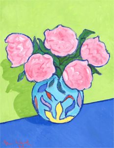 Brian William - 2021 Oil, Peonies Vase