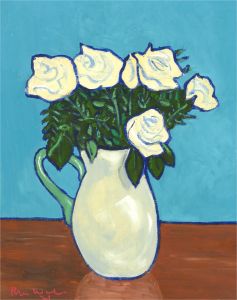 Brian William - 2021 Oil, Pale Roses with Jug