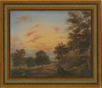 Late 19th Century Oil - Sunset Over The Bay