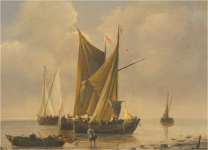 J.J. - Early 20th Century Oil, Dutch Boats