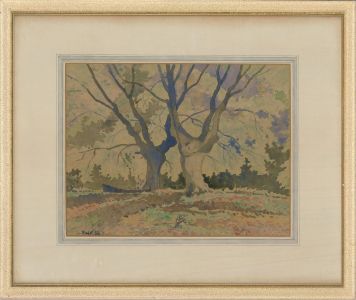 E. W. K. - 1938 Watercolour, Beech Trees in Monk Wood