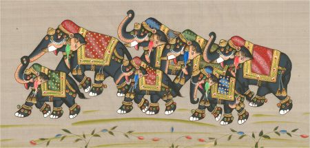 20th Century Gouache - Indian Elephants