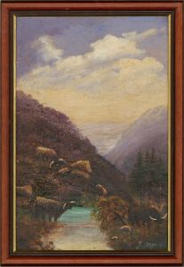 20th Century Oil - Highland Cows Grazing