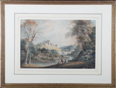 Early 19th Century Watercolour - Fishing At The Foot Of The Castle