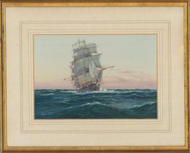 A.D. Bell (1884-1966) - 1929 Gouache, Clipper at Sea