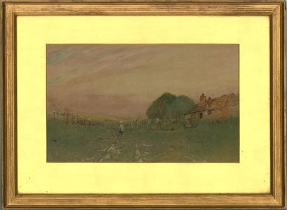 Oswald Garside RI (1879-1942) - Early 20th Century Watercolour, Meadow at Dusk