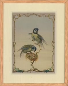20th Century Gouache - The Blue Tit Nest