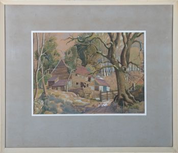 F. J. James - Mid 20th Century Watercolour, Chickens On The Forest Farm