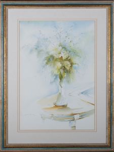 Lorna Byron - 1992 Watercolour, Still Life of Roses in a Vase