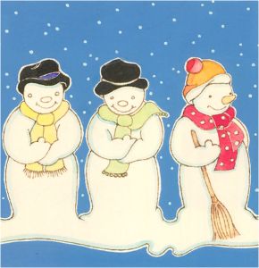 20th Century Gouache - Three Snowmen