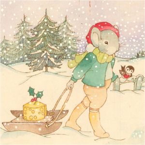 20th Century Watercolour - A Christmas Mouse