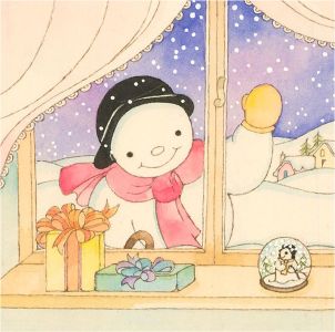 20th Century Watercolour - Happy Snowman