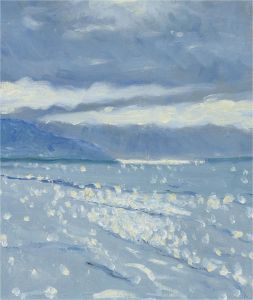 St. Ives School - Contemporary Oil, Blue & Gold, St. Ives