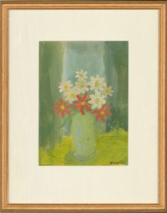 Peter McCarthy (b. 1955) - 20th Century Oil, Flowers and Green Curtain