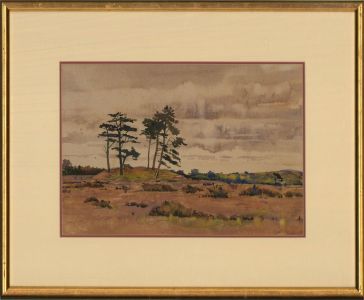 20th Century Watercolour - Landscape View with Distant Trees