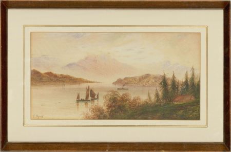 E. Lewis  - 20th Century Watercolour, Lake at Dusk