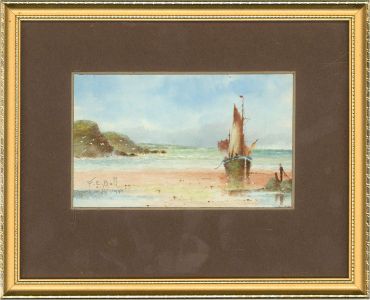 F. E. Bull - 1977 Watercolour, On the Shore