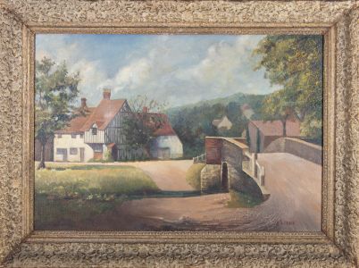 A. S. Clark - 20th Century Oil, Cottage by the Bridge