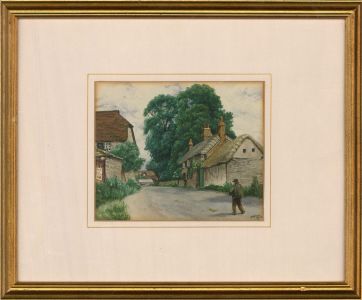 T. Ward - 1923 Watercolour, Down the Village Lane