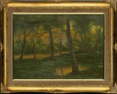 Ginness  - Mid 20th Century Oil, The Woodland Pond