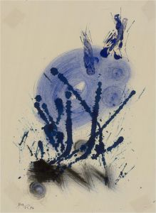 Max Rummel  - 1974 Mixed Media, Blue Abstract