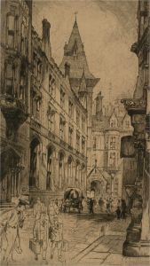 Frank Greenwood - 19th Century Etching, Street Scene