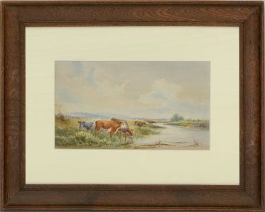 John Lawson (1838-1908) - 19th Century Watercolour, Cows in Shallow Water I