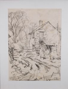 Michael Cadman RI ARCA (1920-2012) - 1975 Charcoal Drawing, Godolphin Buildings