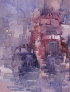 Michael Cadman RI ARCA (1920-2012) - 1997 Watercolour, Street Scene in Blue
