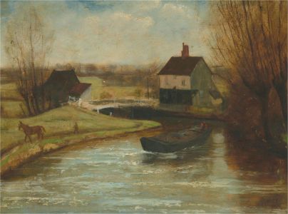 Raydon Lock - Signed Early 20th Century Oil, Along the Canal