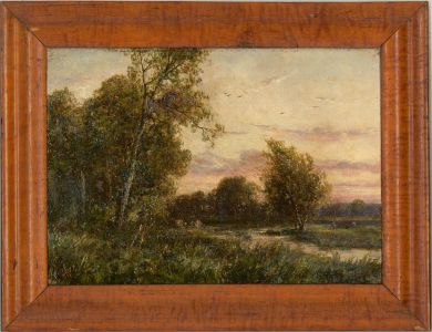 George A. Boyle (1826 – 1899) - Late 19th Century Oil, Sun Down Over The River