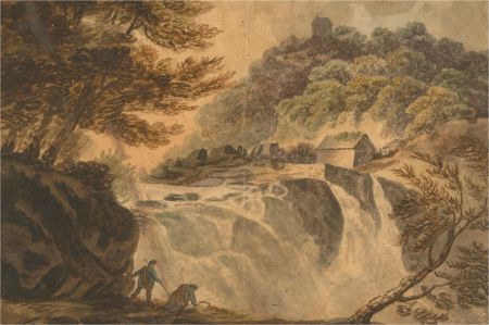 18th Century Watercolour - Fishing In A Scottish River
