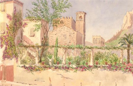 Early 20th Century Watercolour - Continental Commune