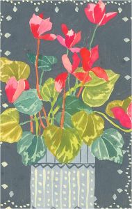 20th Century Gouache - Pink Cyclamen I