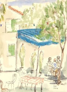 J.S. - Signed Mid 20th Century Watercolour, A Quiet Lunch
