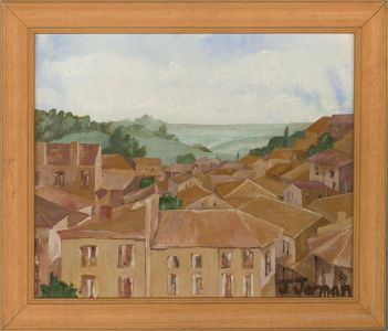 J. Jerman  - 20th Century Oil, Continental Rooftop View