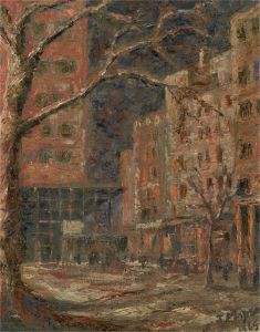 Josephine Mapson - 1965 Oil, Leicester Square at Night