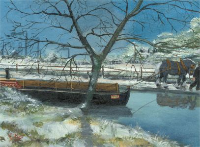 P. J. Norman (b. 1960) - Contemporary Oil, Winter Canal Scene