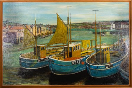 J. K. Morton - 20th Century Oil, Boats in Whitby Harbour