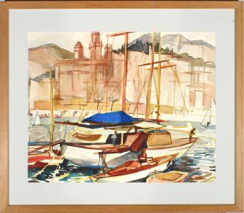 Framed Mid 20th Century Watercolour - Sailing the South of France