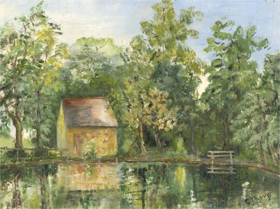 20th Century Oil - Cottage By The Pond