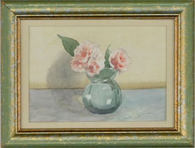Mid 20th Century Watercolour - Pink Roses