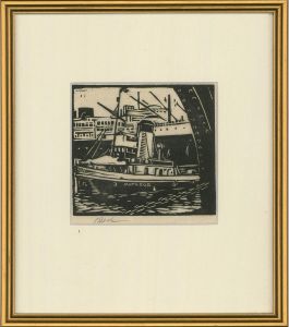 Oscar Pollak (1907-1980) - Mid 20th Century Woodcut, The Matador In The Harbour