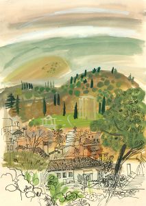 D. Osborn - 1969 Watercolour, Temple of Zeus, Athens