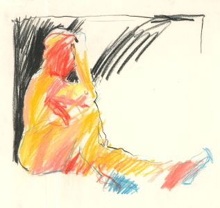 Richard J.S. Young - Contemporary Pastel, Nude In Pink Yellow And Blue