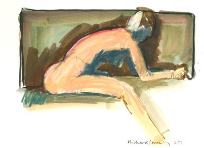 Richard J.S. Young - Contemporary Watercolour, Leaning Nude